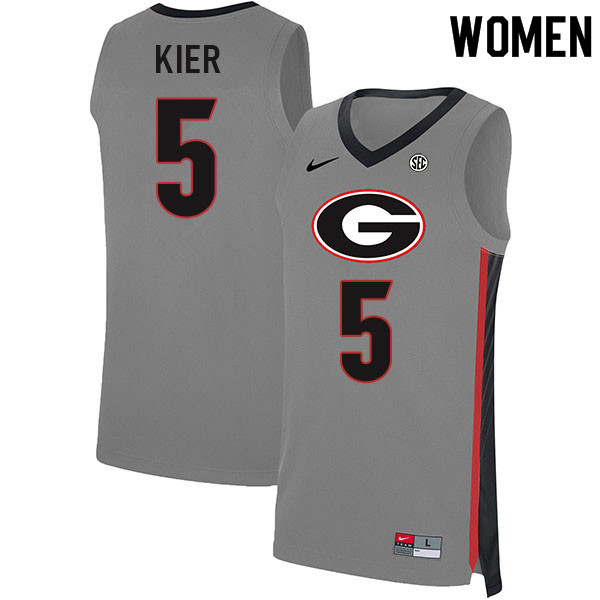 Women #5 Justin Kier Georgia Bulldogs College Basketball Jerseys Sale-Gray